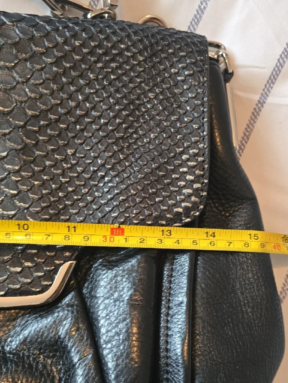 Vintage Rare Coach Black Textured Flap Satchel with Silver Hardware